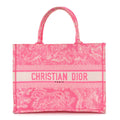 Canvas Embroidered Medium Dioriviera Toile De Jouy Book Tote Fluorescent Pink