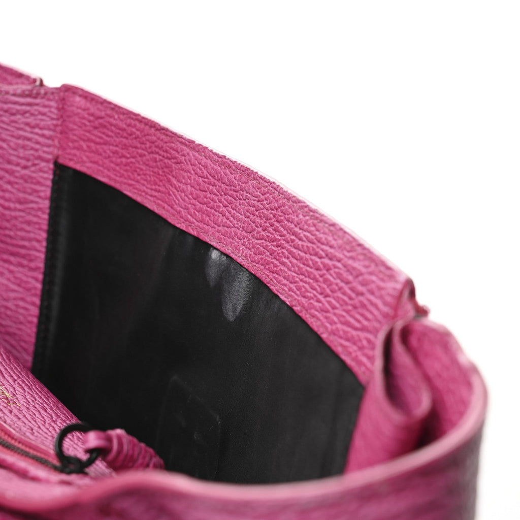 Textured Calfskin Large Pashli Satchel Bright Fuchsia