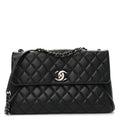 Calfskin Quilted Fold Up Again Flap Bag Black