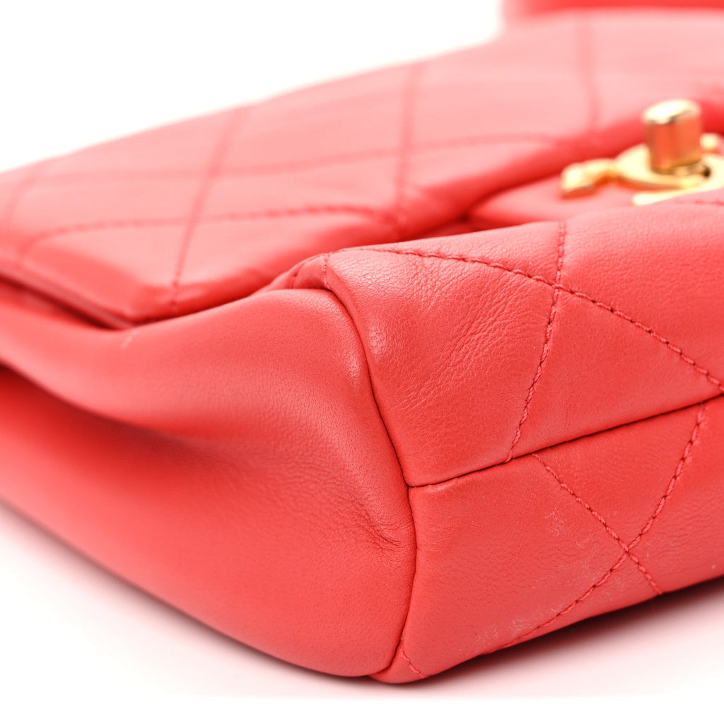 Lambskin Quilted Side-Packs Red
