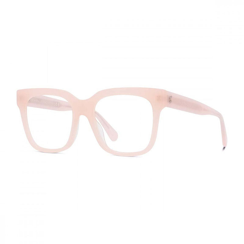 Stella McCartney Eyeglasses Square Full Rim, Shiny Milky Pink Frame and Clear Demo Lenses Lens SC50004I072