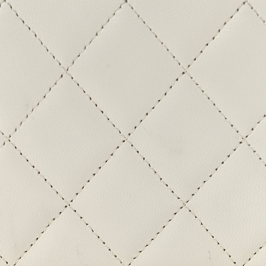 Goatskin Quilted Punk Essentials Vanity Case With Chain White