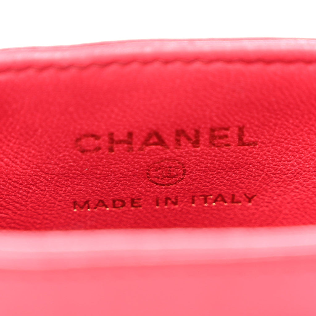 Lambskin Chain Around Phone Holder Red