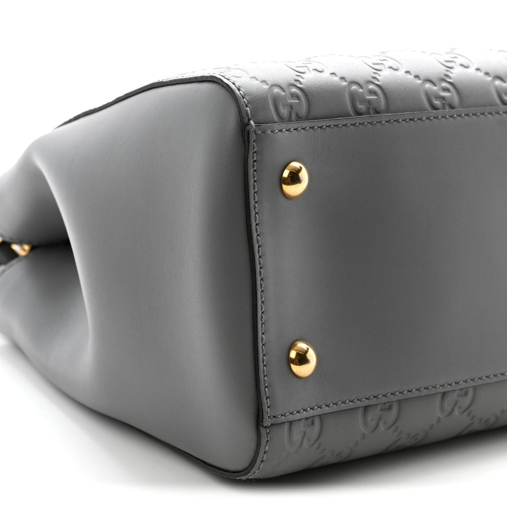 Soft Guccissima Signature Medium Shoulder Tote Bag Deep Grey