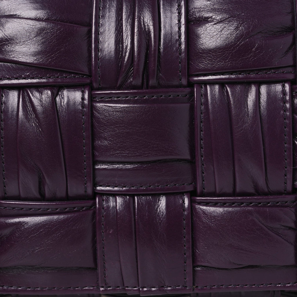 Calfskin Intreccio Plisse Cassette Crossbody Bag Dark Mystic