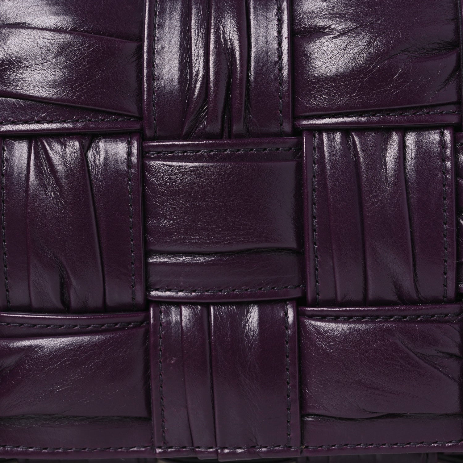 Calfskin Intreccio Plisse Cassette Crossbody Bag Dark Mystic