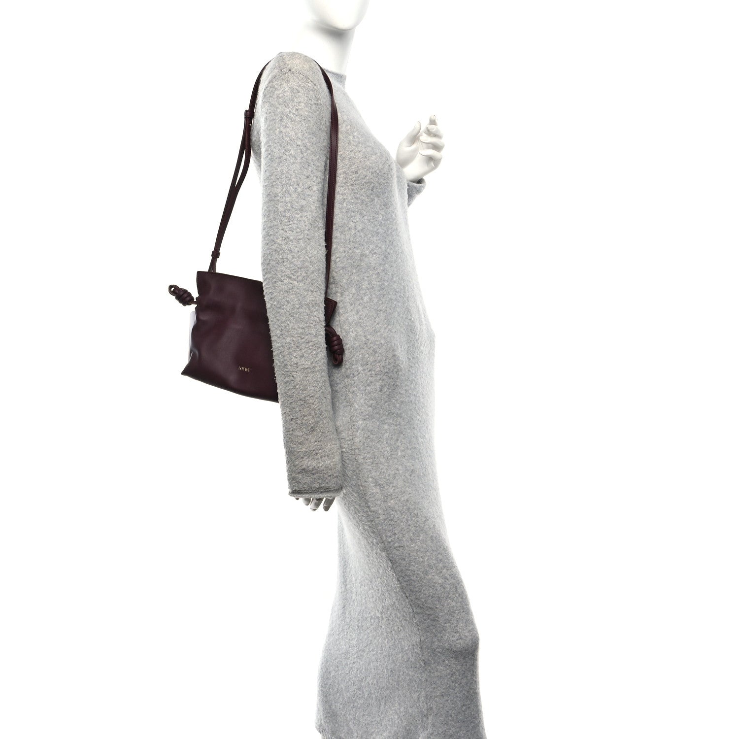 Calfskin Mini Flamenco Knot Clutch Dark Burgundy