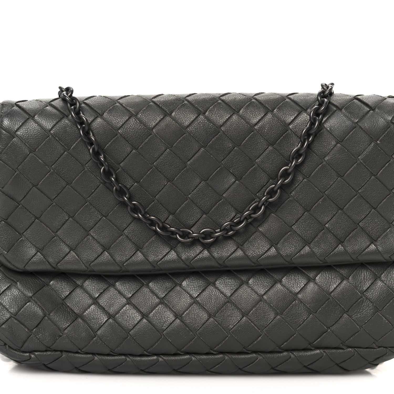 Nappa Intrecciato Small Chain Crossbody Light Grey