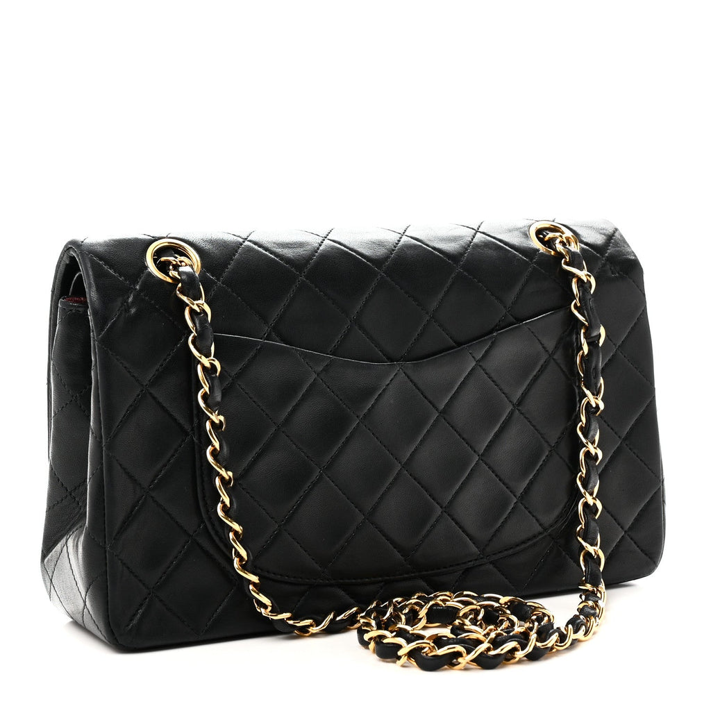 Lambskin Quilted Small Double Flap Black