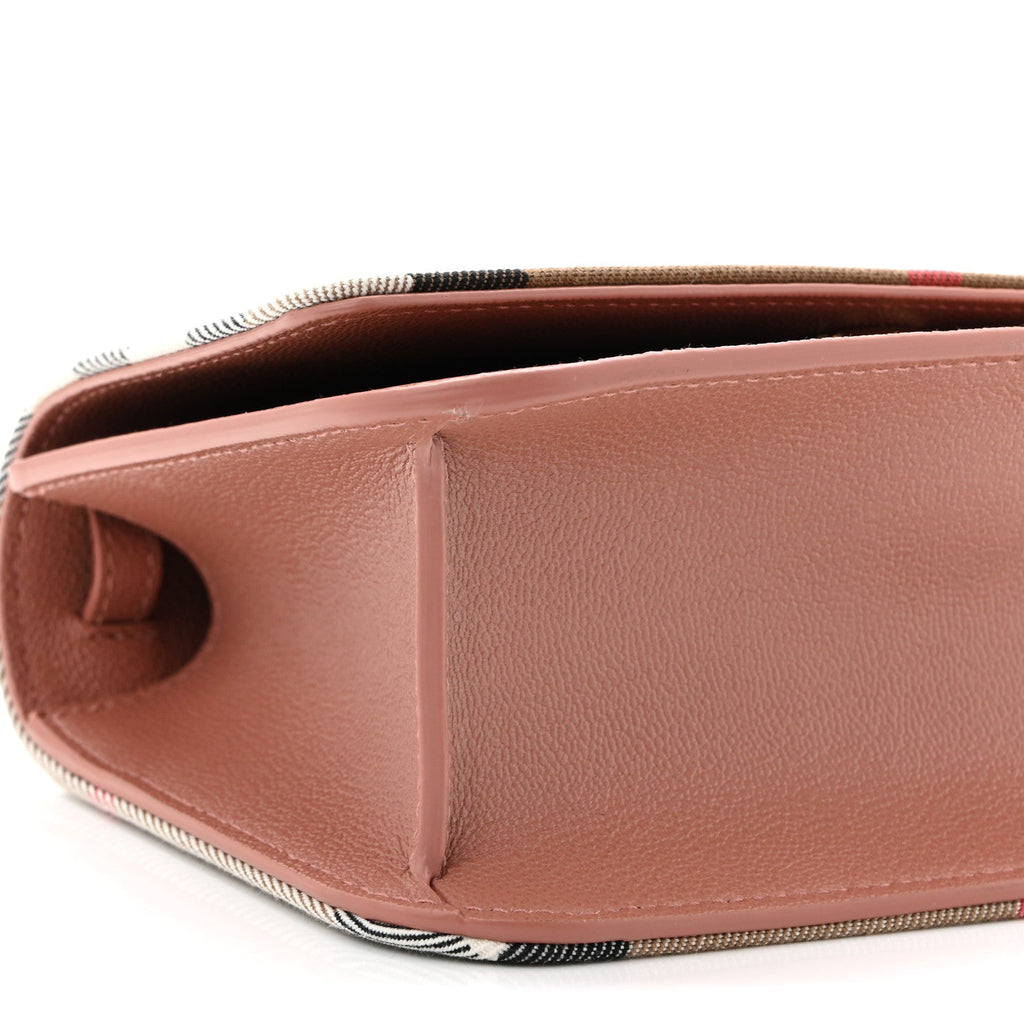 Grained Calfskin House Check Small Madison Shoulder Bag Dusty Pink