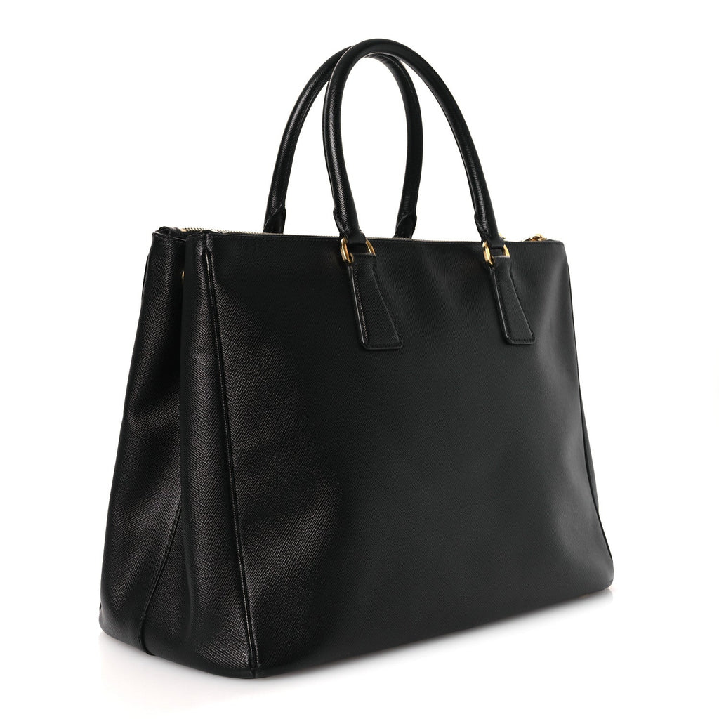 Saffiano Large Galleria Double Zip Tote Black