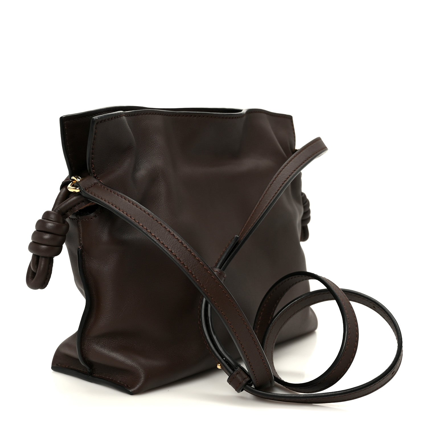 Nappa Flamenco Knot Clutch Chocolate