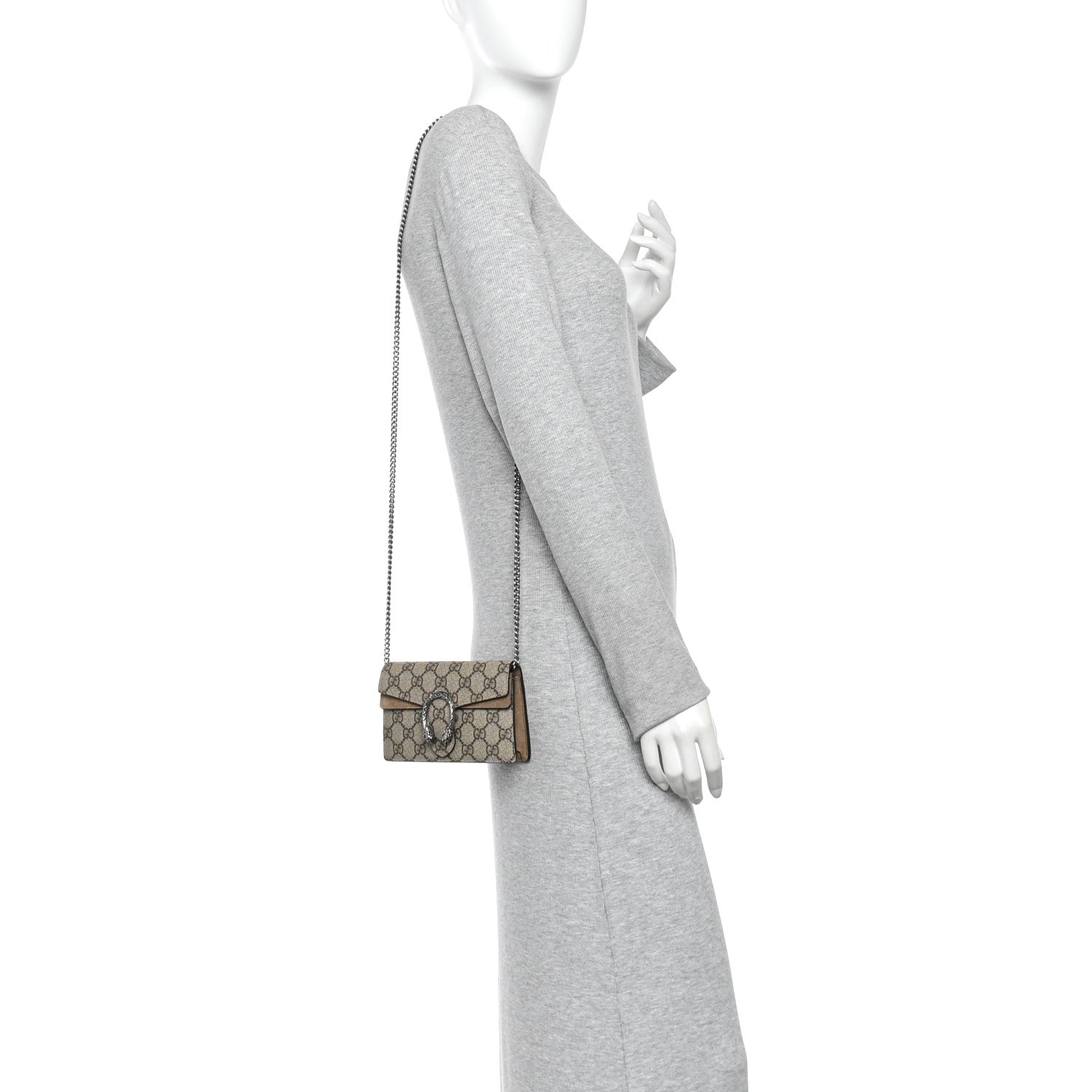GG Supreme Monogram Super Mini Dionysus Shoulder Bag Taupe