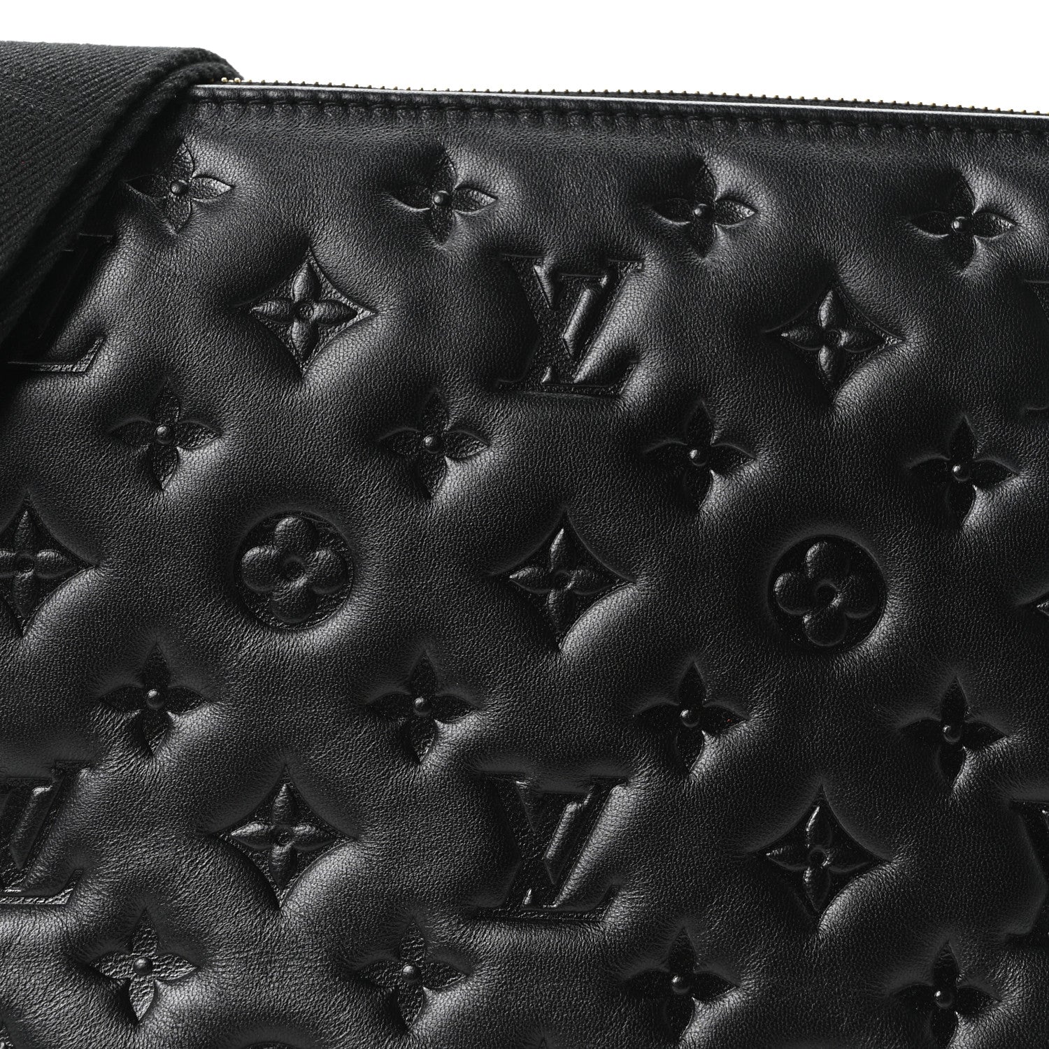 Lambskin Embossed Monogram Coussin PM Black
