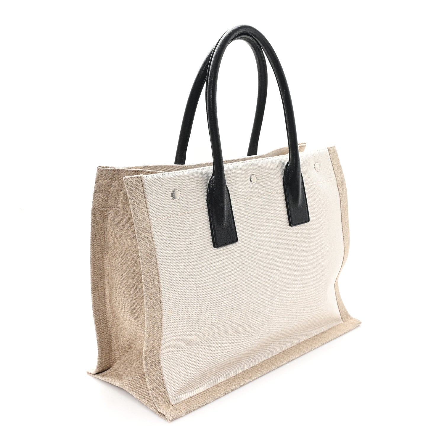 Linen Calfskin Small Rive Gauche Tote Greggio Natural