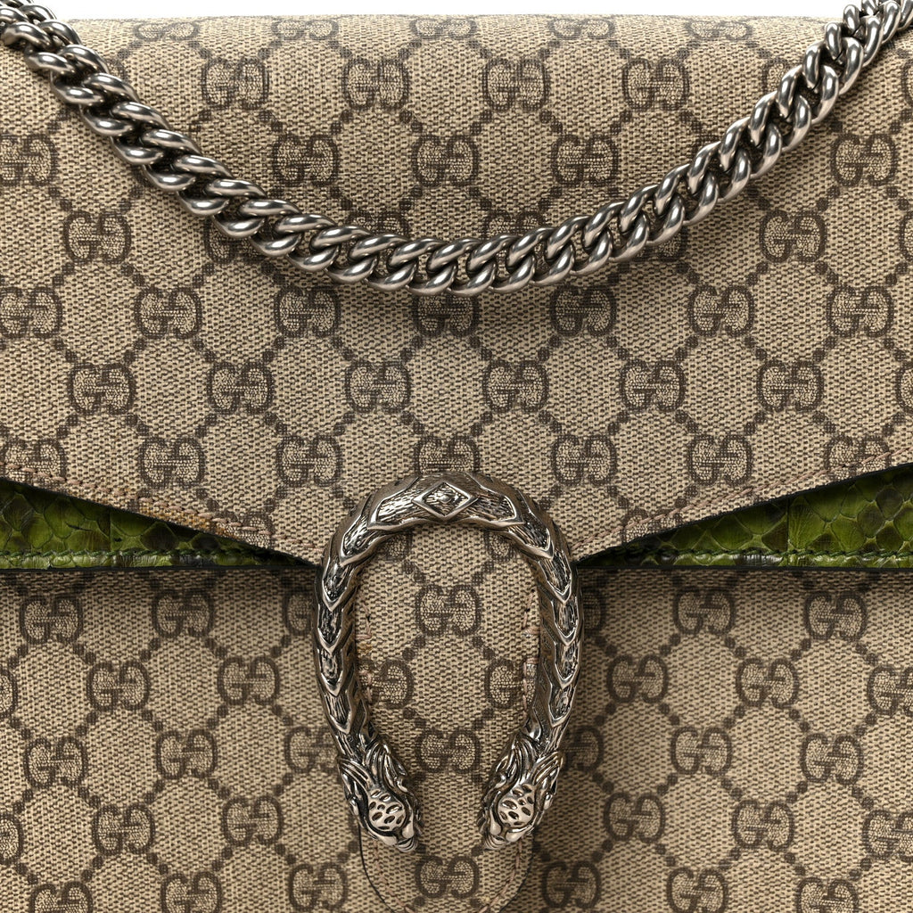 GG Supreme Monogram Snakeskin Medium Dionysus Shoulder Bag Green