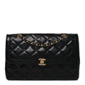 Lambskin Medium Double Flap Black
