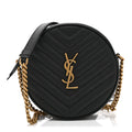 Grain De Poudre Matelasse Chevron Quilted Round Vinyle Camera Bag Black
