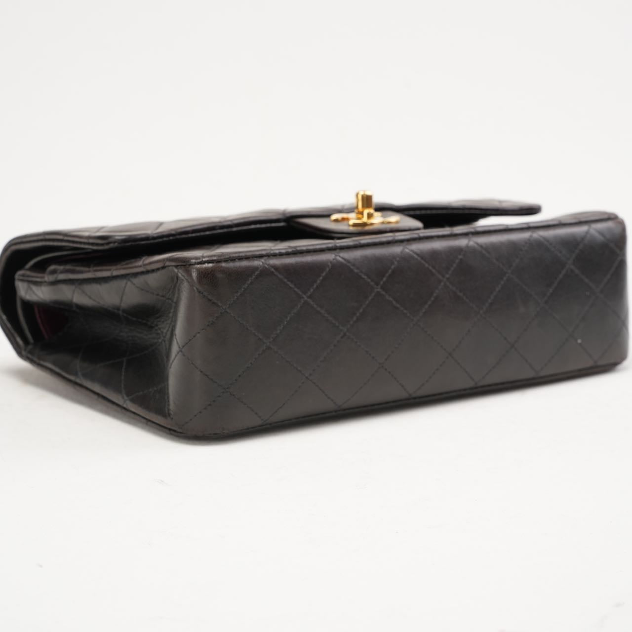Chanel Vintage Medium Classic Double Flap Leather Black 1999