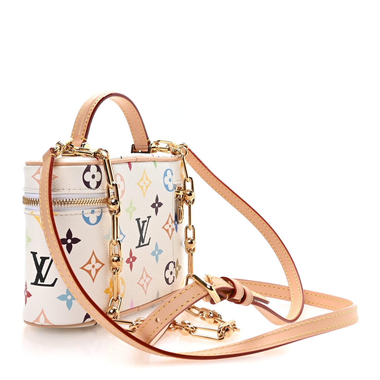 LV x TM Monogram Multicolor Vanity Chain Pouch White