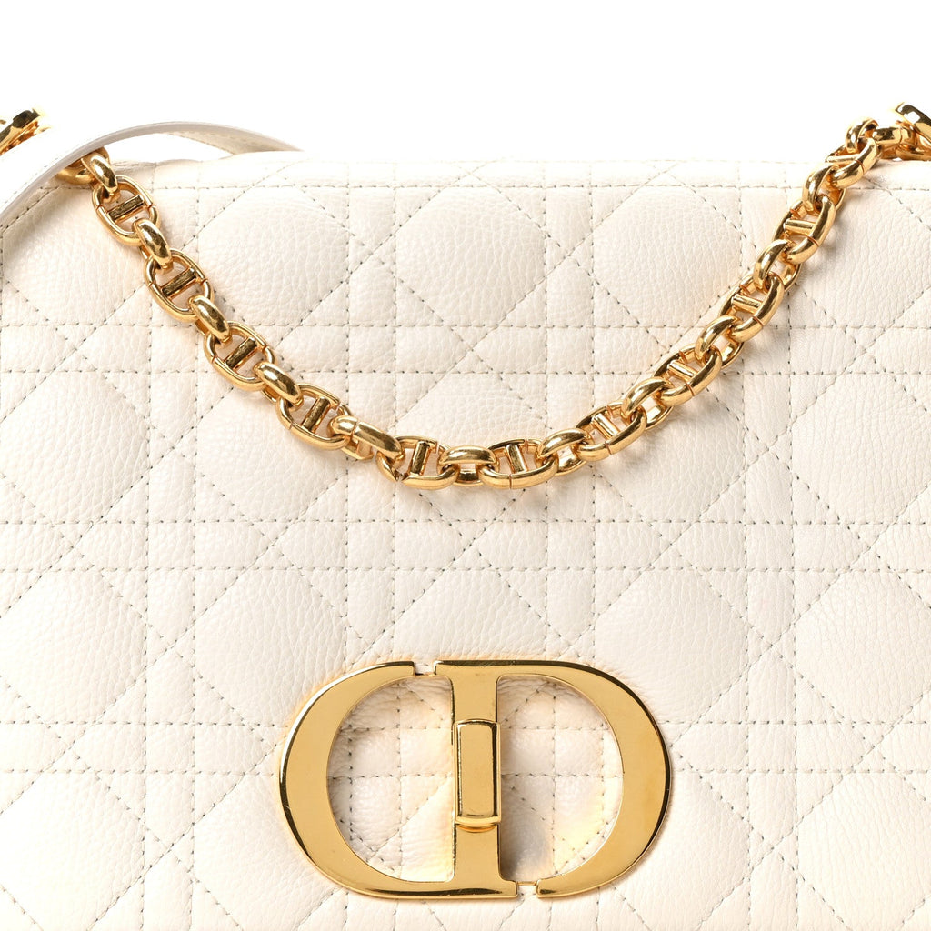Grained Calfskin Cannage Large Caro Bag Latte