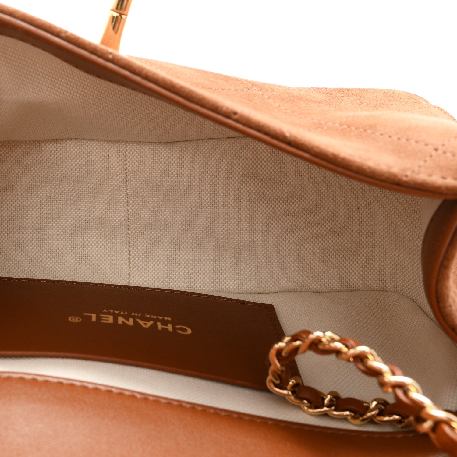 Suede Calfskin Small Eyes On You Flap Camel