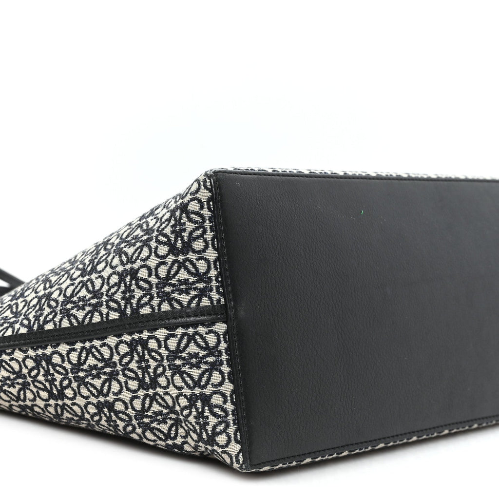 Jacquard Anagram Calfskin East West Tote Beige Black