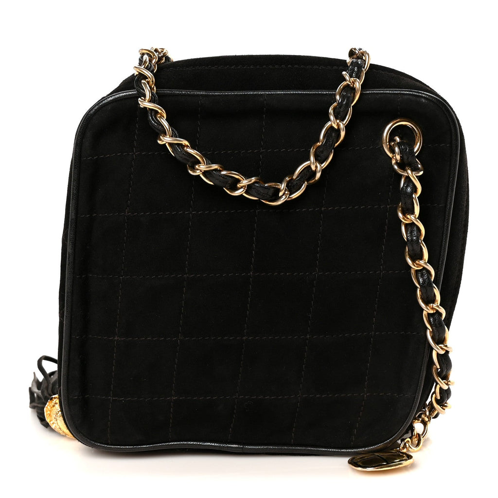 Suede Chocolate Bar Tassel Camera Case Black