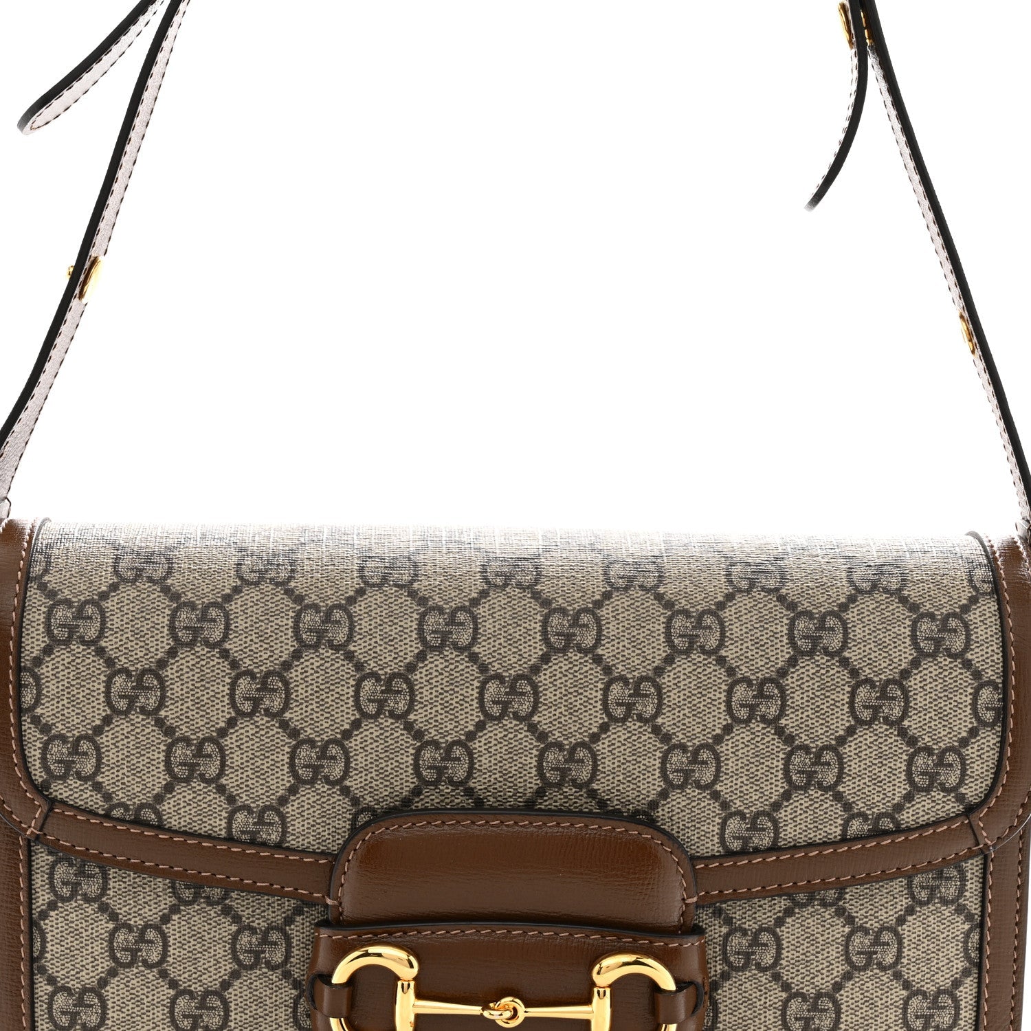 GG Supreme Monogram Horsebit 1955 Shoulder Bag Beige Brown Sugar