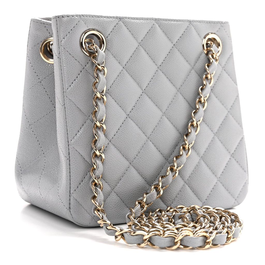 Caviar Quilted Mini Bucket Bag Blue