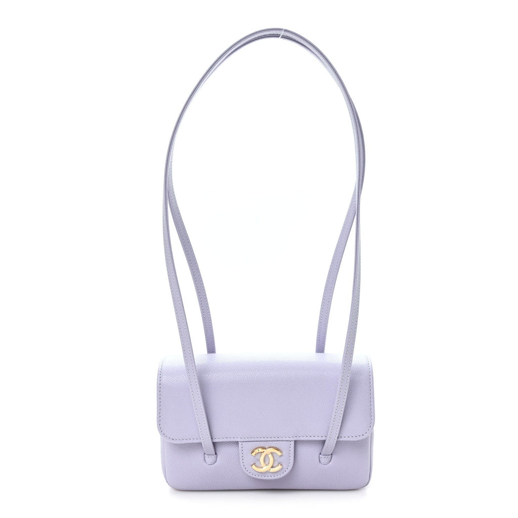 Shiny Caviar Mini Preppy Coco Shoulder Bag Purple
