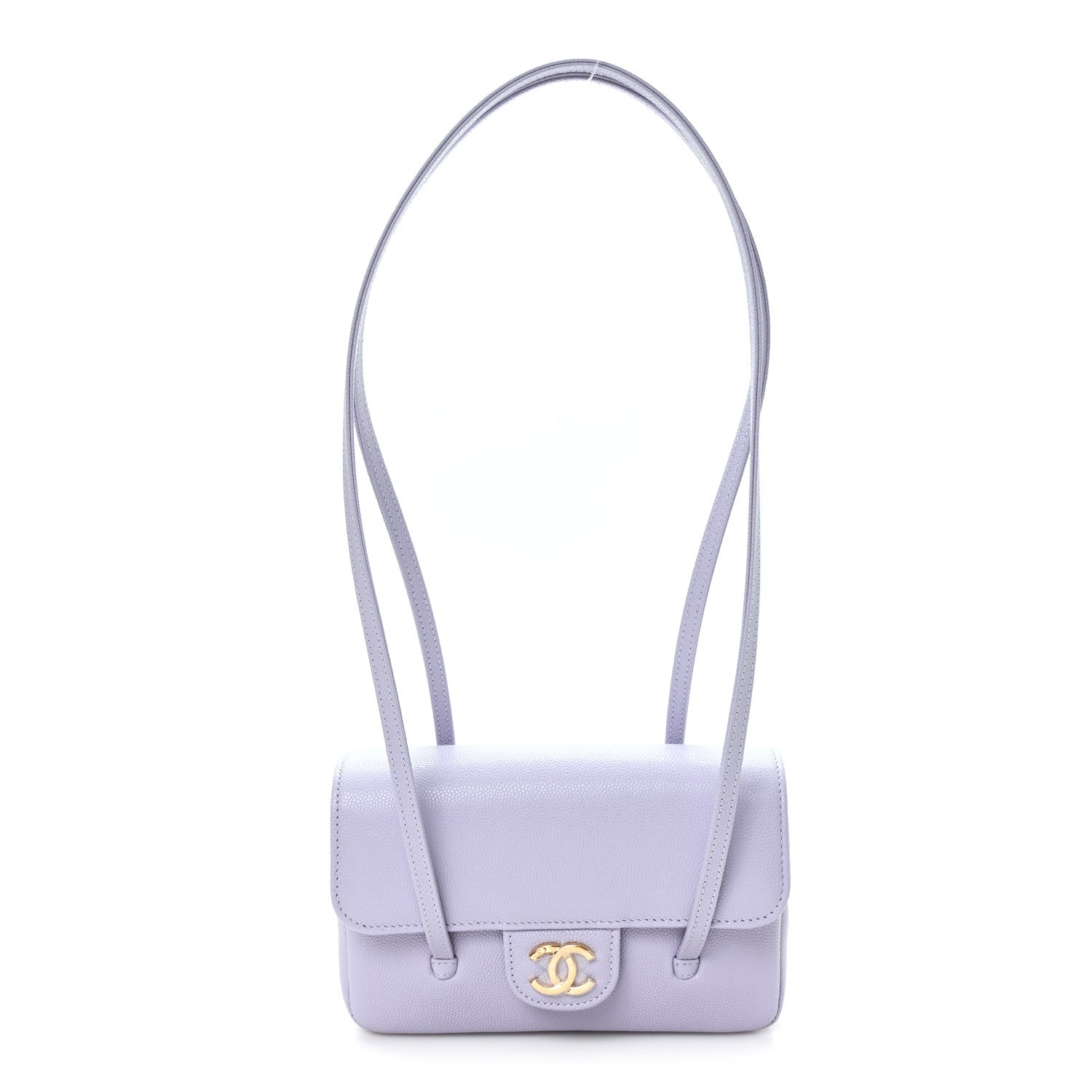 Shiny Caviar Mini Preppy Coco Shoulder Bag Purple