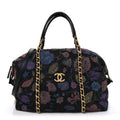 Denim Printed Destination Chenonceau Shoulder Bag Charcoal Multicolor