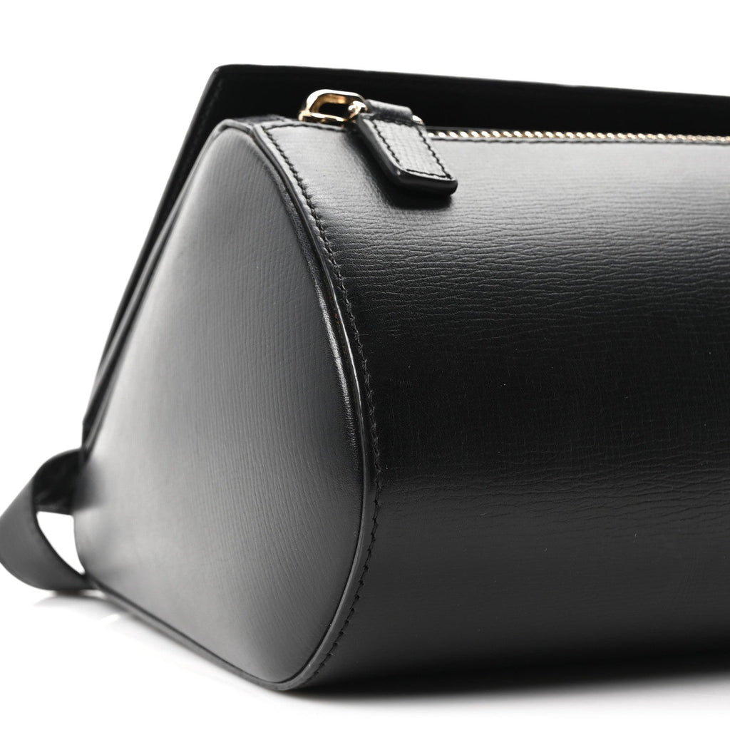 Textured Calfskin Medium Pandora Box Crossbody Bag Black