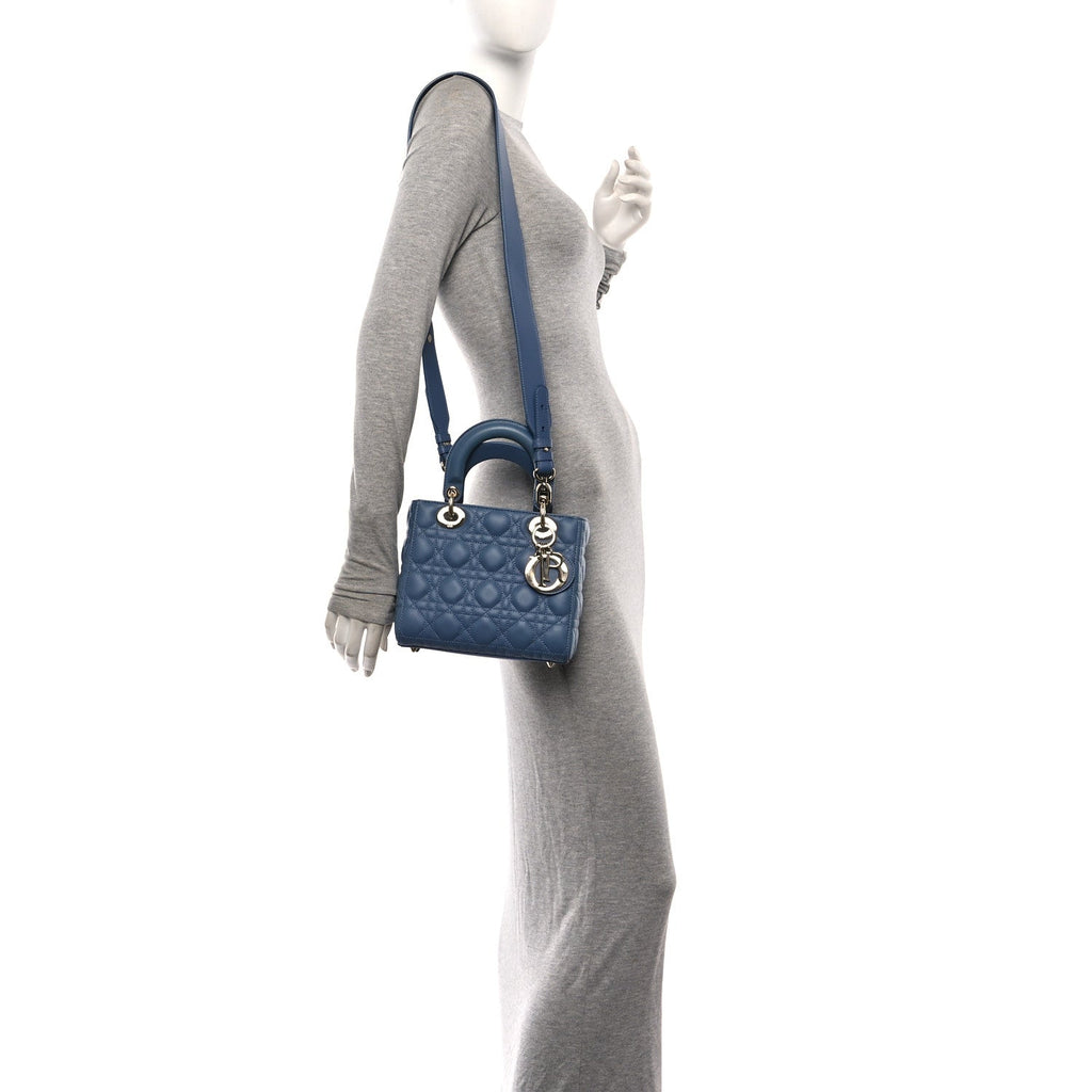 Lambskin Cannage Small My ABCDior Lady Dior Denim Blue
