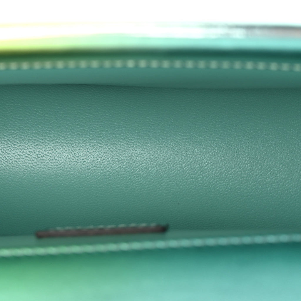 Piuma Shade Lux Mirrored Calfskin Small Dionysus Shoulder Bag Glacial Yellow Silver