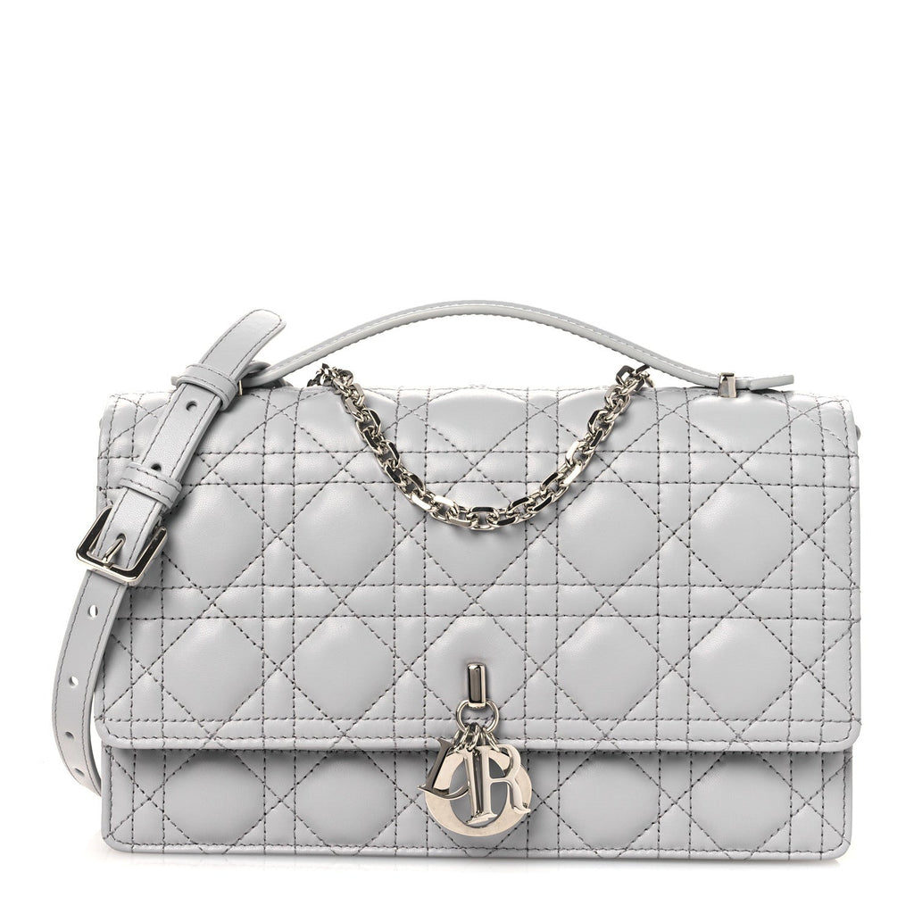 Lambskin Cannage My Dior Top Handle Bag Cloud Blue