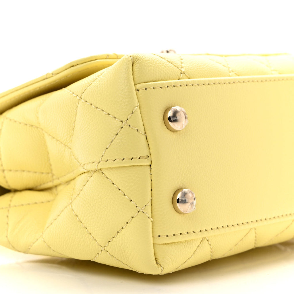 Caviar Quilted Extra Mini Coco Handle Flap Light Yellow