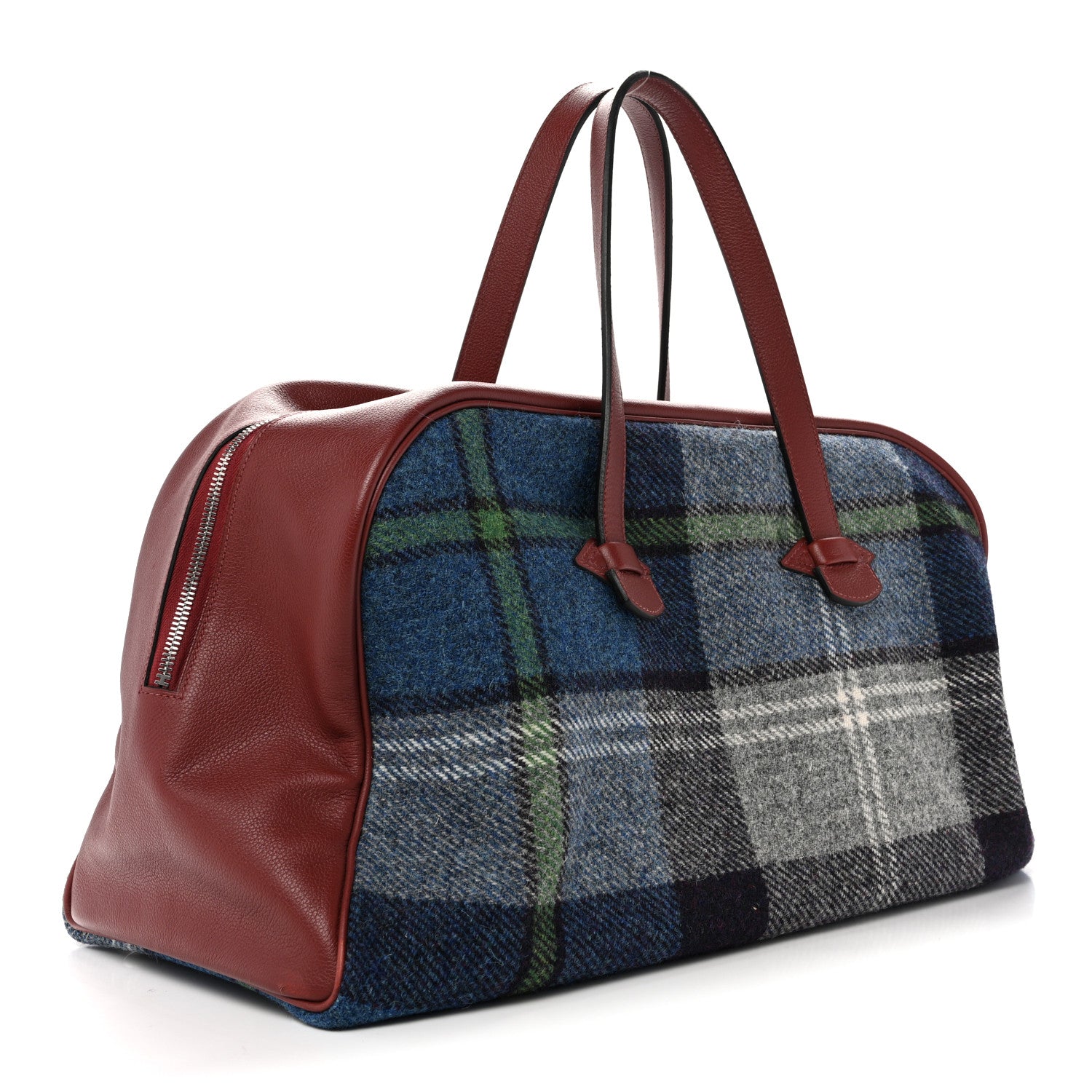 Evercolor Wool Tweed Tartan Galop d'Hermes Fourre Tout 50 Rouge H Bleu De Malte