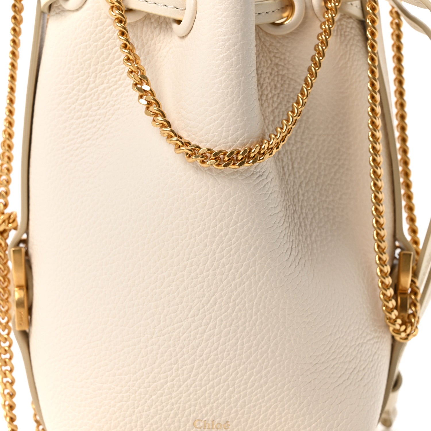 Grained Calfskin Micro Marcie Bucket Bag Misty Ivory