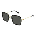 Gucci Sunglasses Square Full Rim, Black/Gold Frame and Grey Lens GG1848S001