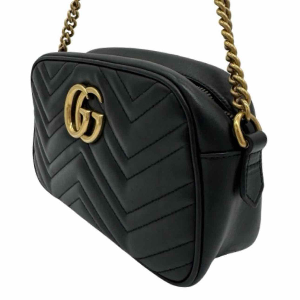 GUCCI Matelasse Chevron Marmont Small Crossbody Black