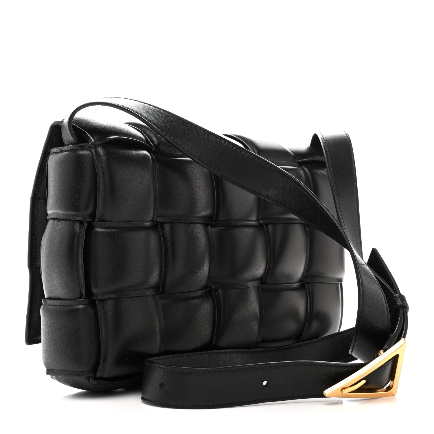 Paper Calfskin Maxi Intreccio Padded Cassette Crossbody Bag Black