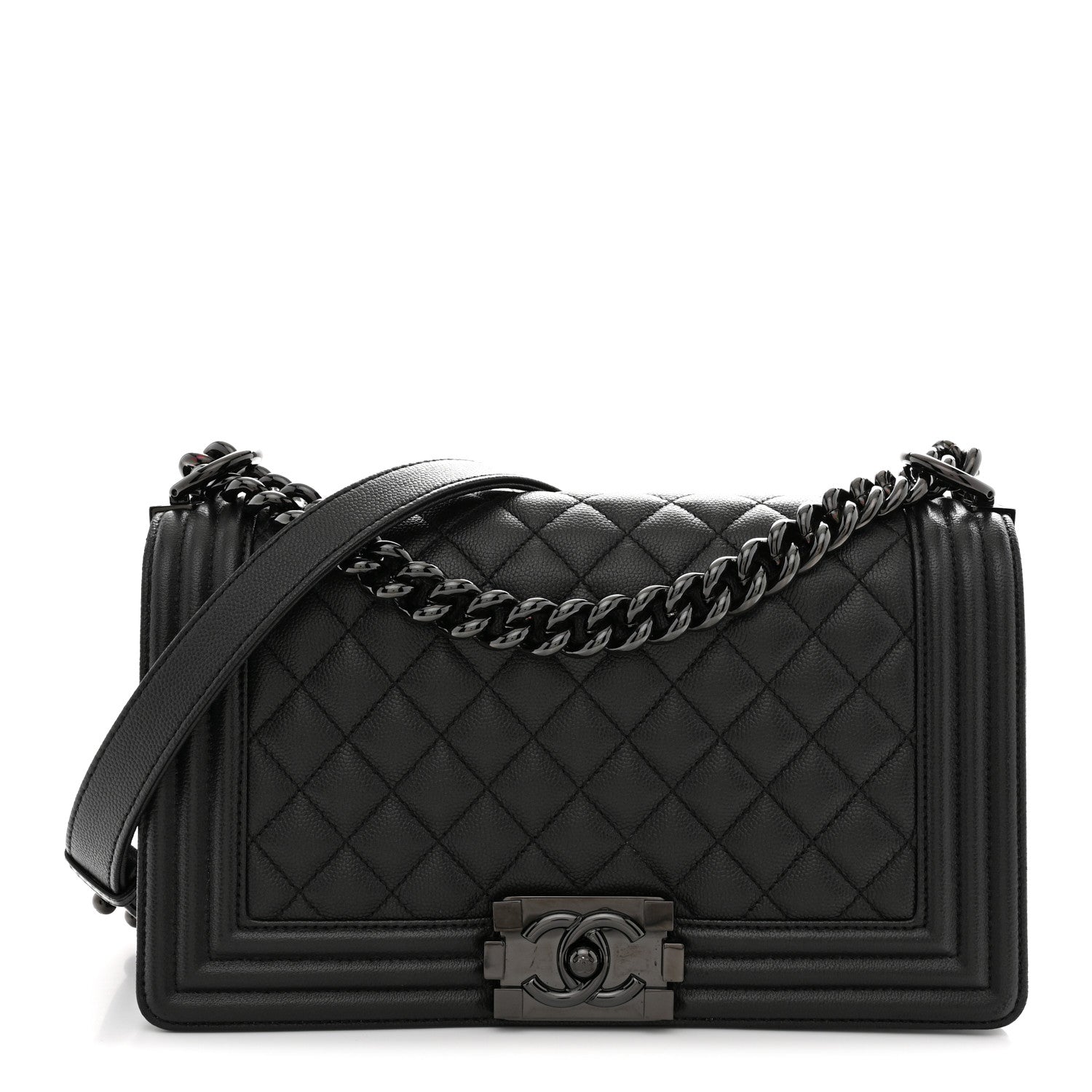 Caviar Quilted Medium Boy Flap So Black