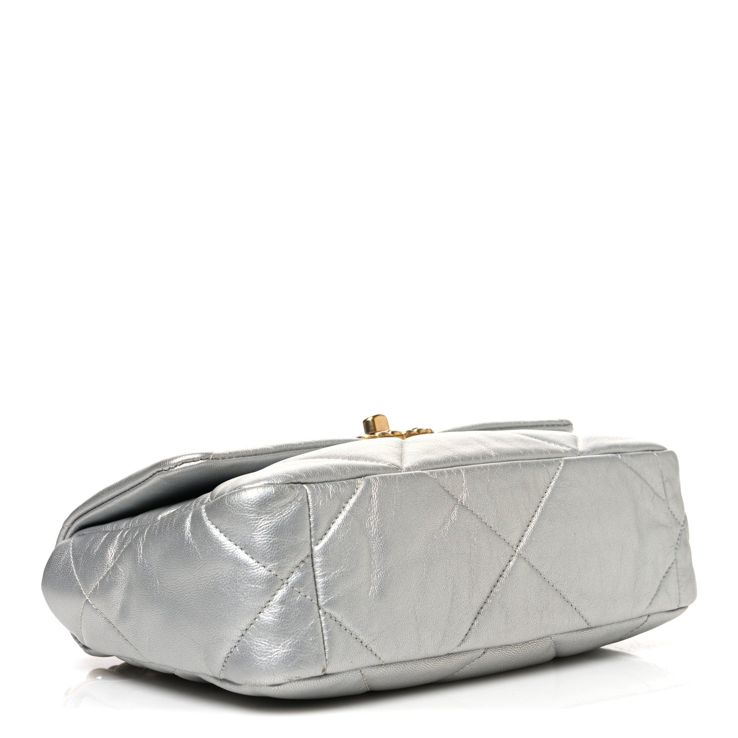 Metallic Goatskin Quilted Medium Chanel 19 Flap Silver