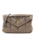 Lambskin Quilted Small Loulou Puffer Monogram Chain Satchel Dusty Grey