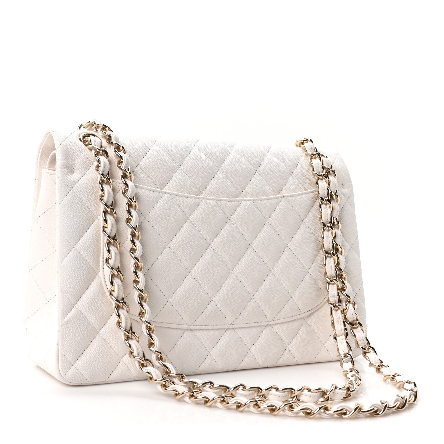 Caviar Quilted Jumbo Double Flap White