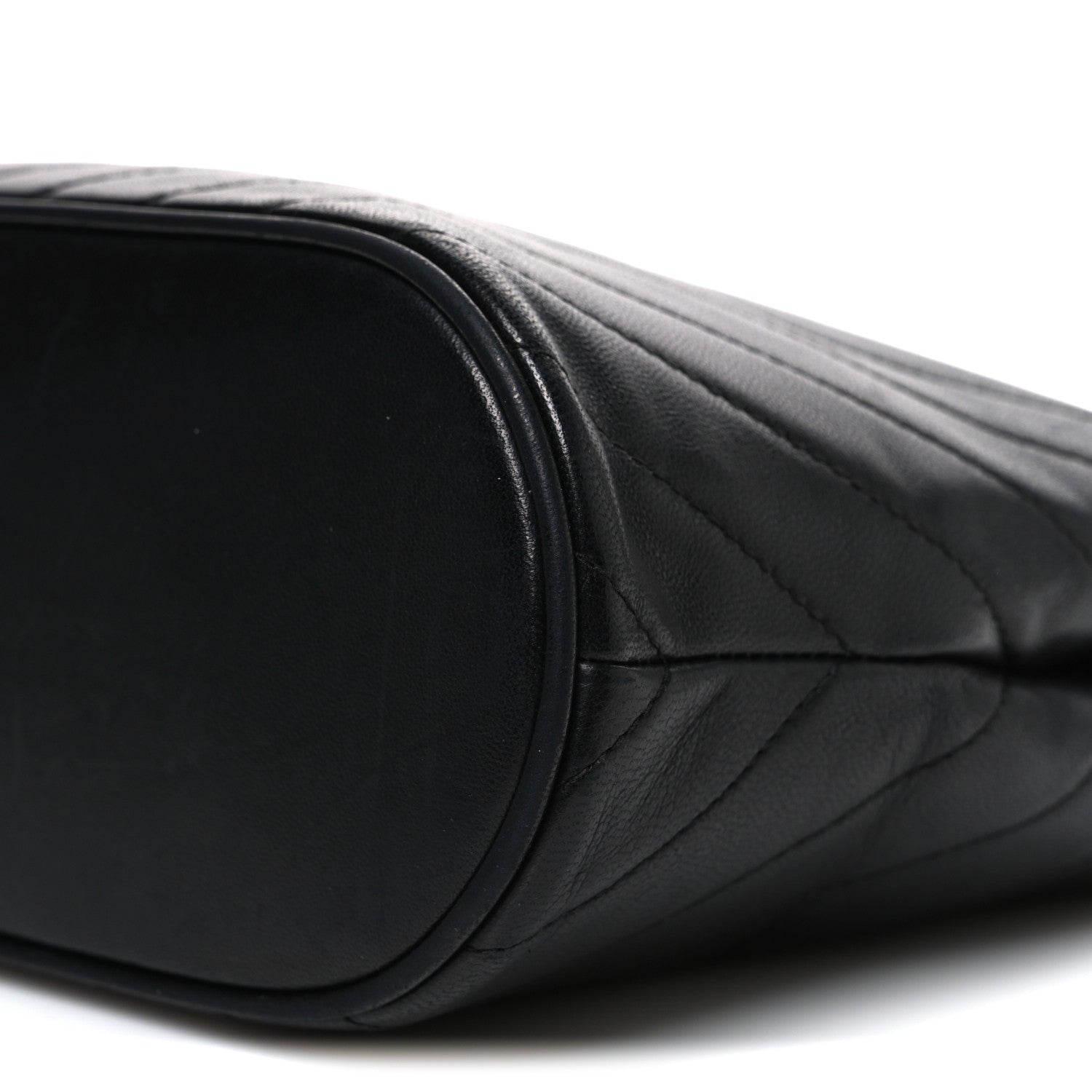 Lambskin Chevron Quilted Top Handle Tote Bag Black