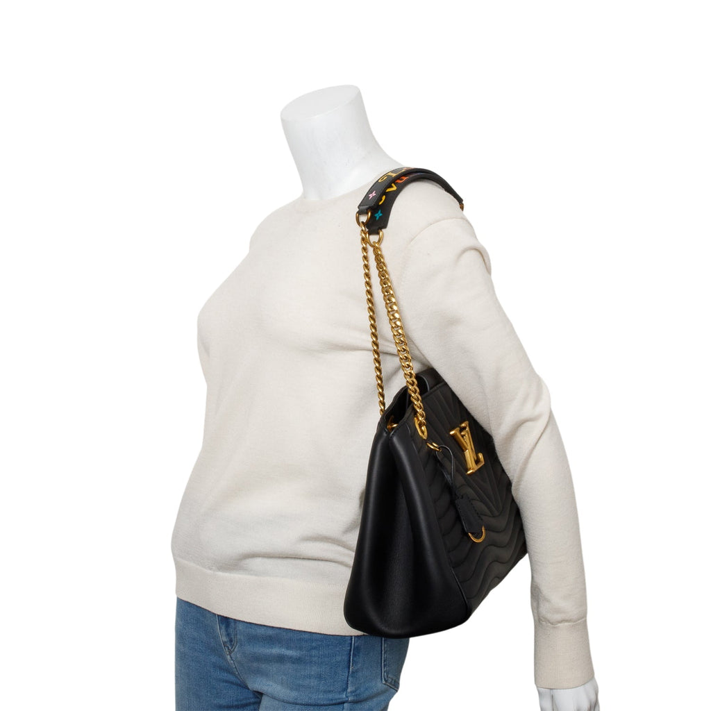Louis Vuitton Black Calfskin Quilted New Wave Chain Tote