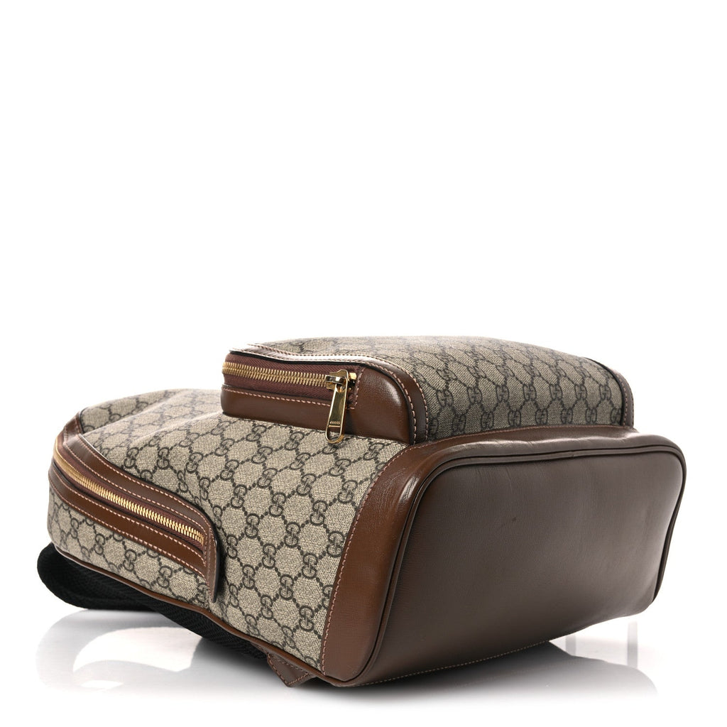 GG Supreme Monogram Textured Calfskin Retro Interlocking G Backpack Brown Beige